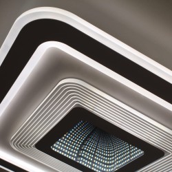 Detalle del Plafón Smart Otie 3D 90W 3CCT regulable encendido con luz combinada en tono neutro