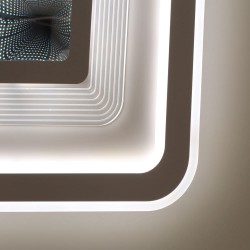 Detalle del Plafón Smart Otie 3D 90W 3CCT regulable encendido con luz combinada en tono neutro