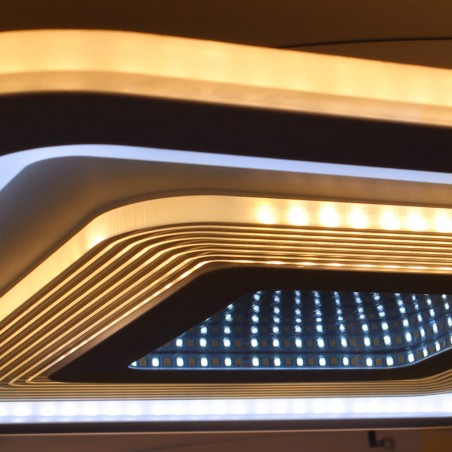 Detalle del Plafón Smart Otie 3D 90W 3CCT regulable encendido con luz combinada en tono cálido