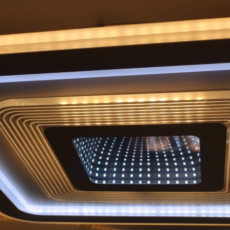 Detalle del Plafón Smart Otie 3D 90W 3CCT regulable encendido con luz combinada en tono cálido