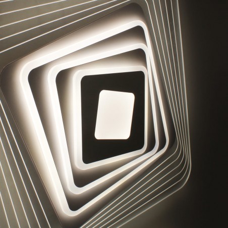 Detalle del Plafón Smart Ara 70W 3CCT regulable encendido con iluminación combinada con tono de luz neutro