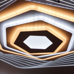 Detalle del  Plafón Smart Ara 90W 3CCT regulable encendido con iluminación combinada en tono de luz fría