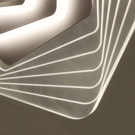 Detalle del  Plafón Smart Ara 90W 3CCT regulable encendido con iluminación combinada en tono de luz neutra