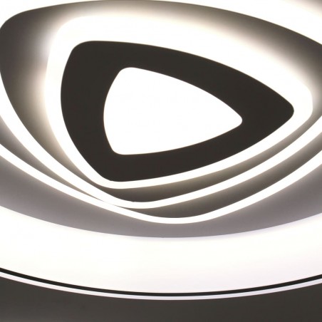 Detalle del Plafón Smart Saren 110W 3CCT regulable encendido con iluminación combinada en tono de luz neutro