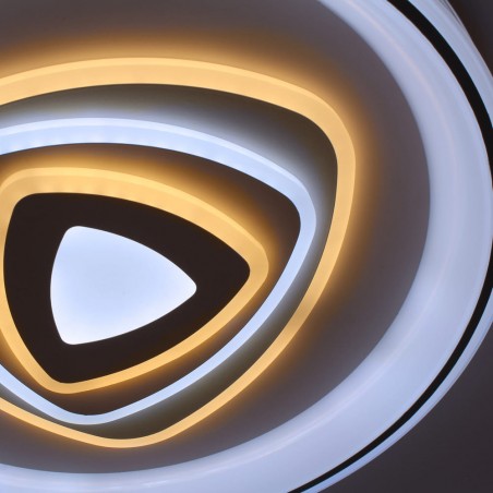 Detalle del Plafón Smart Saren 110W 3CCT regulable encendido con iluminación combinada en tono de luz frío