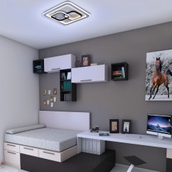 Dormitorio infantil decorado con Plafón Smart Penn encendido con tono de luz frío