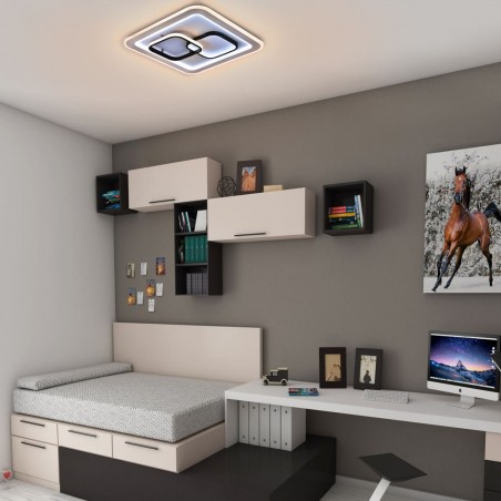 Dormitorio infantil decorado con Plafón Smart Penn encendido con tono de luz cálido
