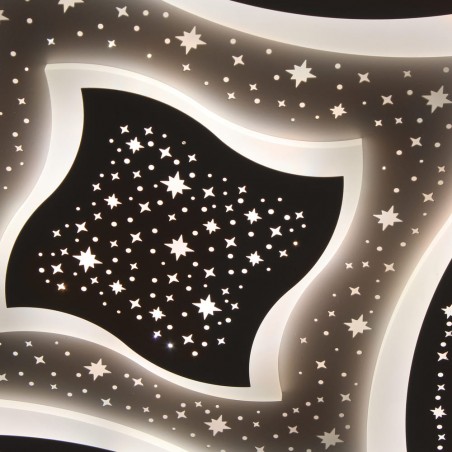 Detalle efecto estrellado del Plafón Smart Lou 105W 3CCT regulable encendido con iluminación combinada con tono de luz neutro