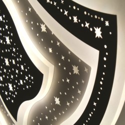 Detalle efecto estrellado del Plafón Smart Lou 105W 3CCT regulable encendido con iluminación combinada con tono de luz neutro