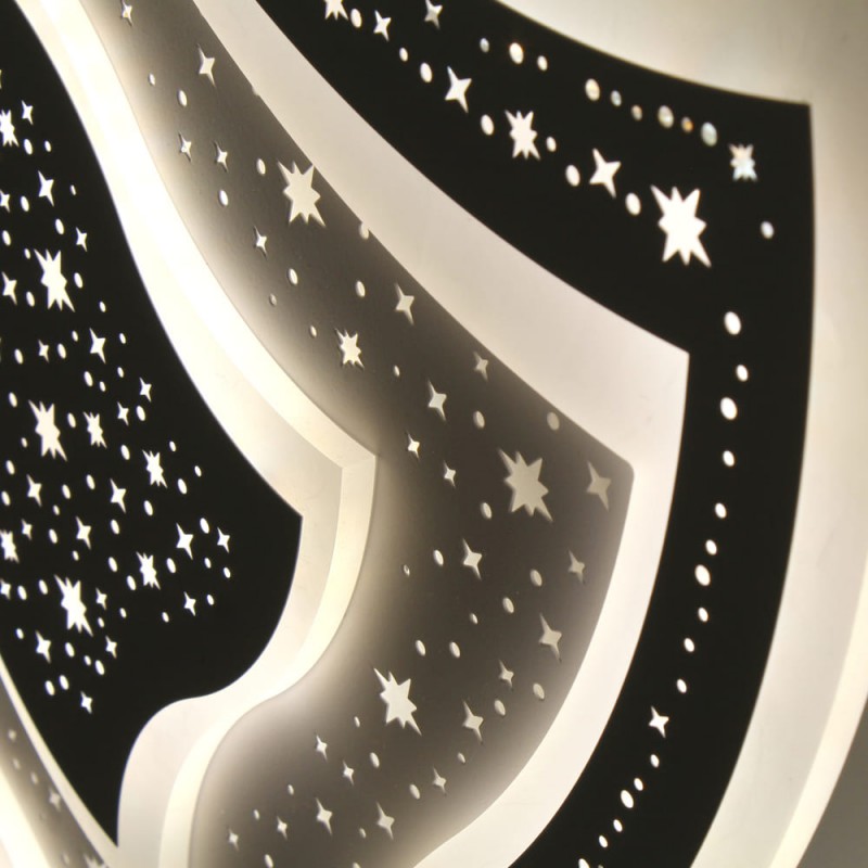 Detalle efecto estrellado del Plafón Smart Lou 105W 3CCT regulable encendido con iluminación combinada con tono de luz neutro