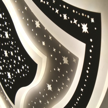 Detalle efecto estrellado del Plafón Smart Lou 105W 3CCT regulable encendido con iluminación combinada con tono de luz neutro