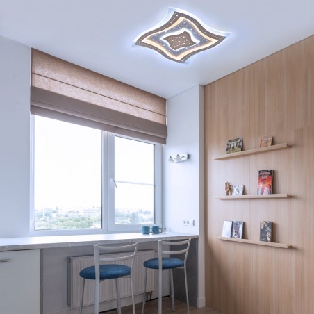 Habitación juvenil decorada con Plafón Smart Lou encendido con iluminación combinada con tono de luz frío