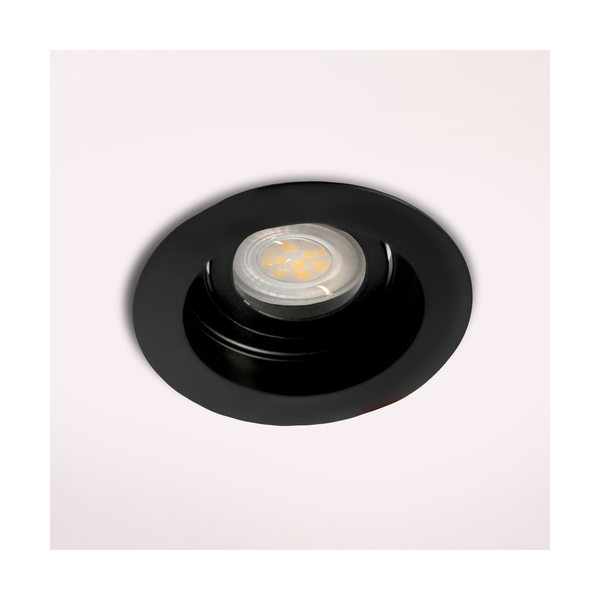 Akrah recessed spotlight, round black with bulb replacement from the front