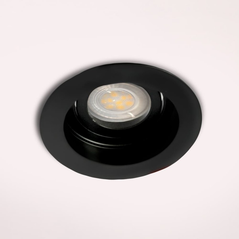 Empotrable Akrah redondo negro instalado