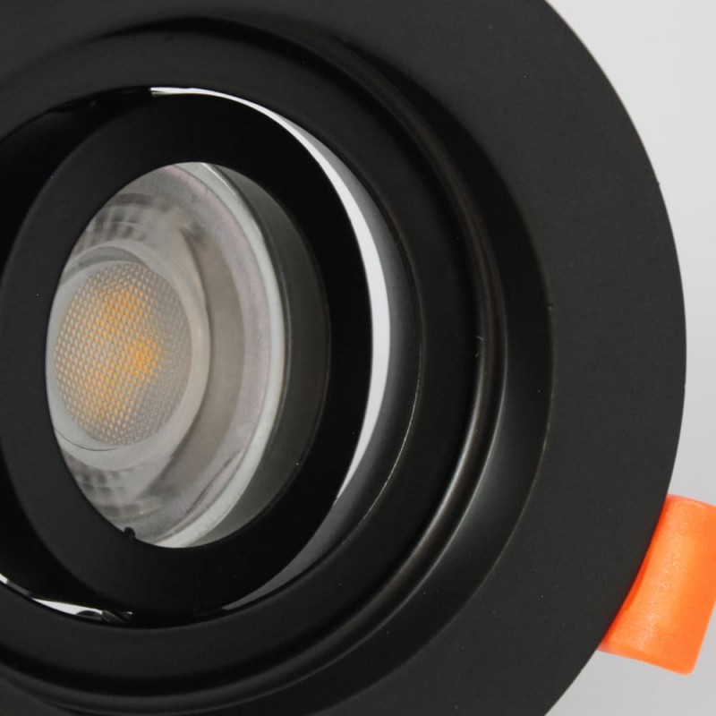 Detalle ángulo de basculación del Empotrable Akrah redondo negro