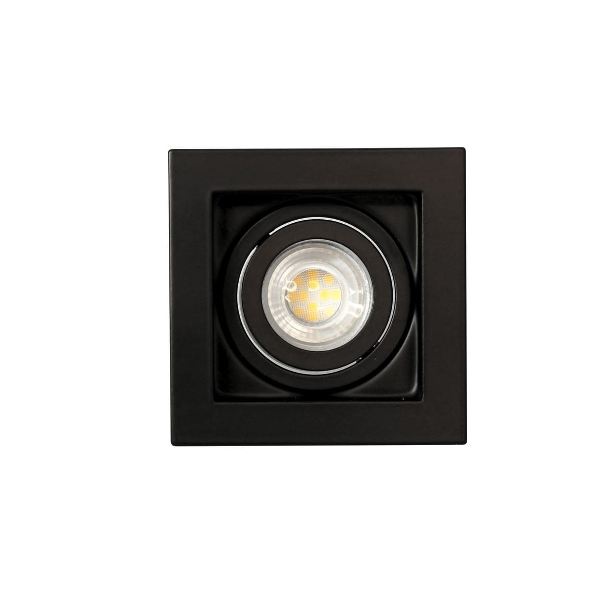 Akrah recessed spotlight, square black with bulb replacement from the front