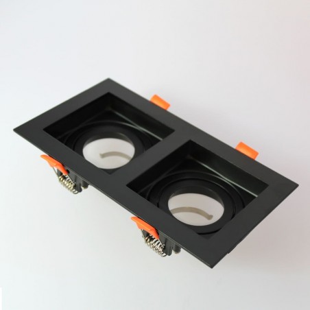 Empotrable Akrah rectangular dos luces negro sin bombillas