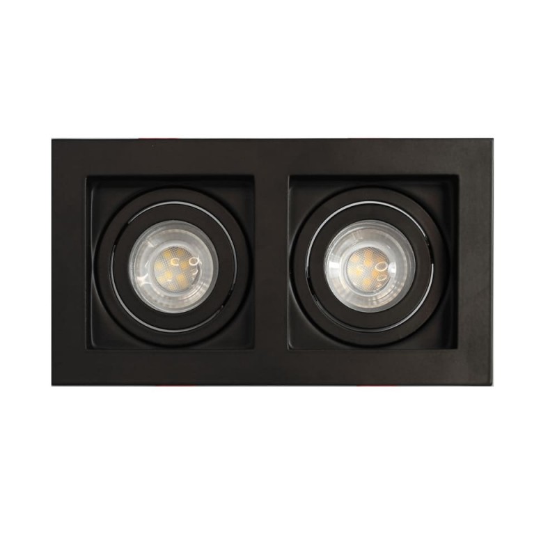 Empotrable Akrah rectangular dos luces negro visto de planta