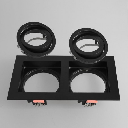 Empotrable Akrah rectangular dos luces negro desmontaje
