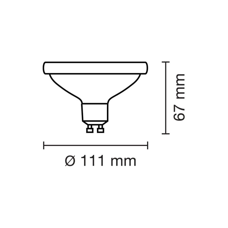 Dibujo de las dimensiones de la Bombilla QR111 15W gris 3000K