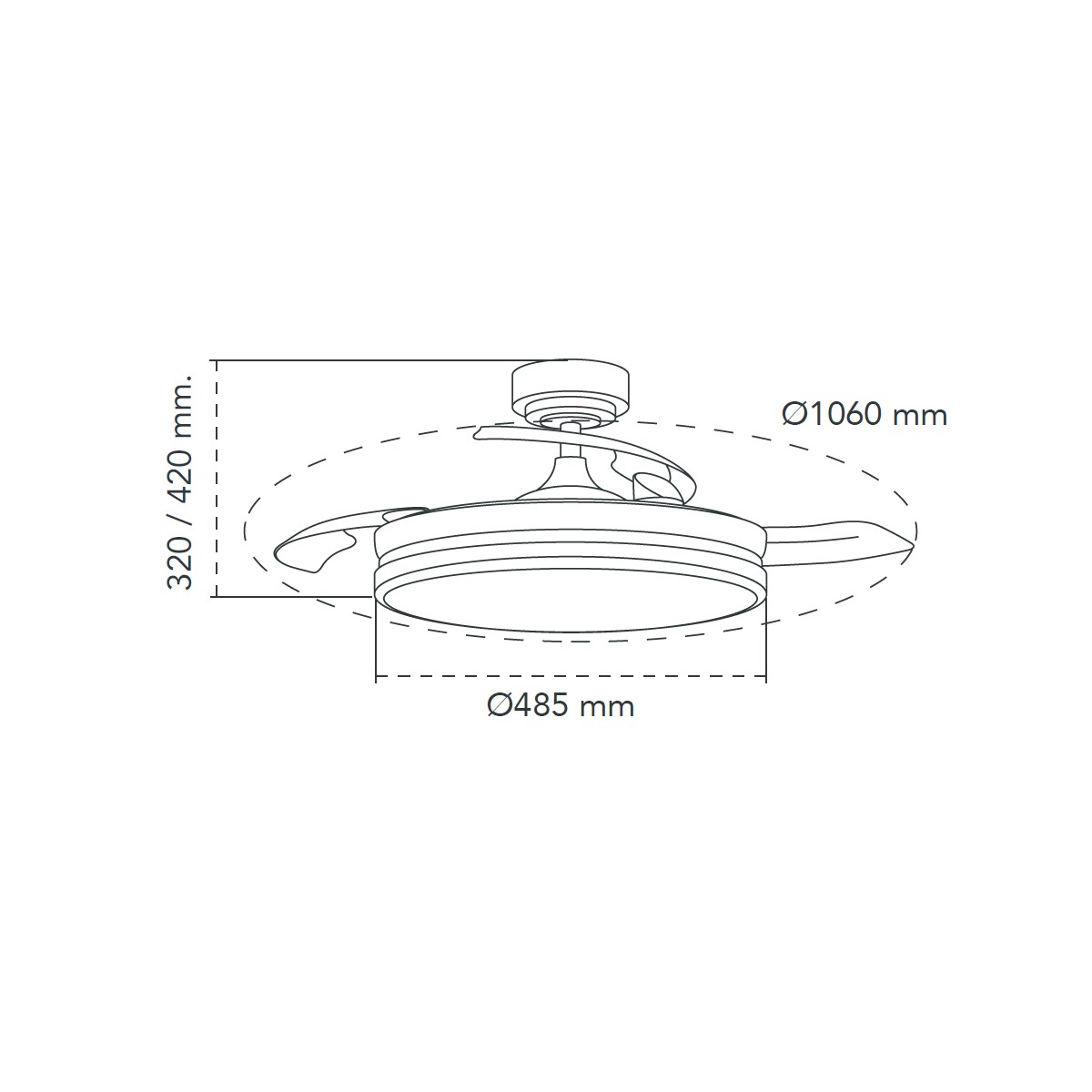 ventilador led aspas plegables panam haya 72w 7920lm cct