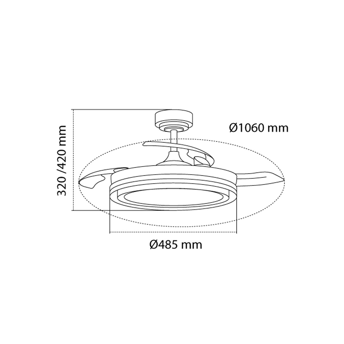 ventilador led aspas retractiles nasot 72w 7920lm cct