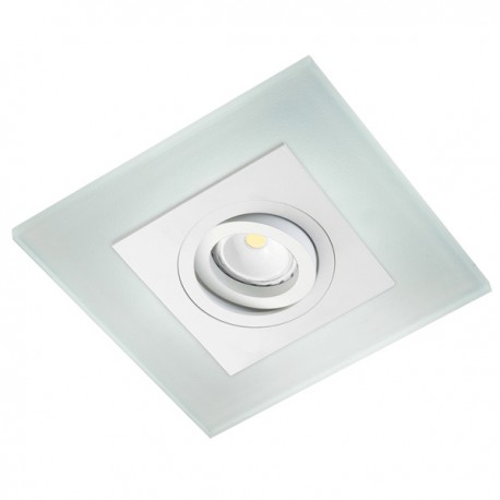 Spot led encastré Iceberg carré blanc avec plaque carré 2,4W Bleu led