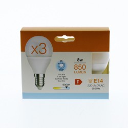 Pack 3 LED Bulb G45 E14 8W...