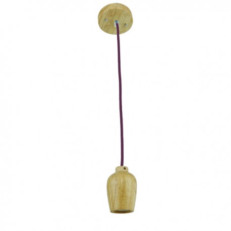 Support de lampe suspendue en bois - Câble brun