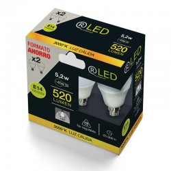 E14 B45 5.2W 520LM 3000ºK X2