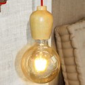 Support de lampe suspendue en bois - Câble brun