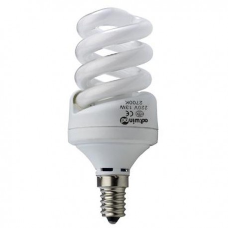 Bombilla espiral de bajo consumo E14, 13W, 4200K. Bombilla espiral de bajo consumo E14, 13W, 4200K.