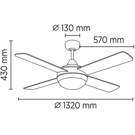 Ventilador 4 palas Millar blanco CristalRecord Ventilador con luz Millar CristalRecord Lamparas.es