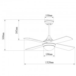 Tempo 132cm DC LED Ceiling Fan 23W CCT Silver