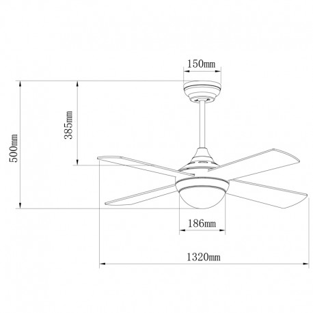 Ventilador LED 4 palas 132cm - Tempo plata