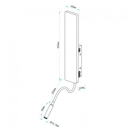 Aplique LED de madera Ravel 5W+3W con USB