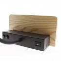Aplique LED de madera Bach 5W+3W con USB