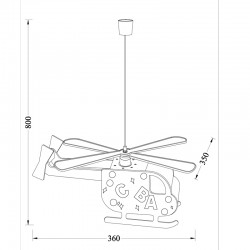 LAMPARA DE TECHO INFANTIL ROJA  HELICOPTERO ALFA