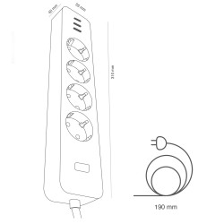 SMART STRIP 4 PLUGS AND 3 USB