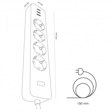 REGLETA SMART 4 ENCHUFES Y 3 USB