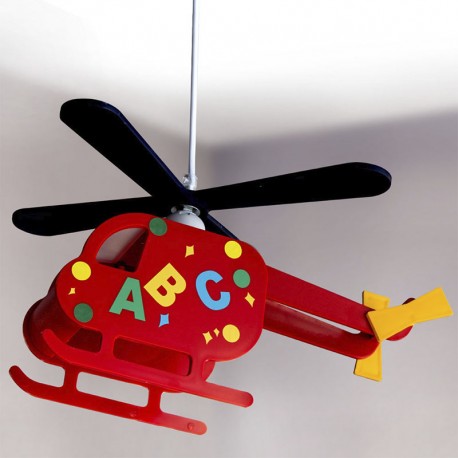 LAMPARA DE TECHO INFANTIL ROJA  HELICOPTERO ALFA