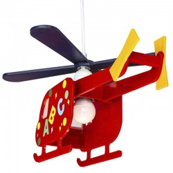 LAMPARA DE TECHO INFANTIL ROJA  HELICOPTERO ALFA
