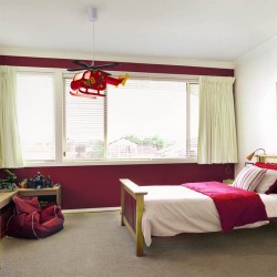 LAMPARA DE TECHO INFANTIL ROJA  HELICOPTERO ALFA