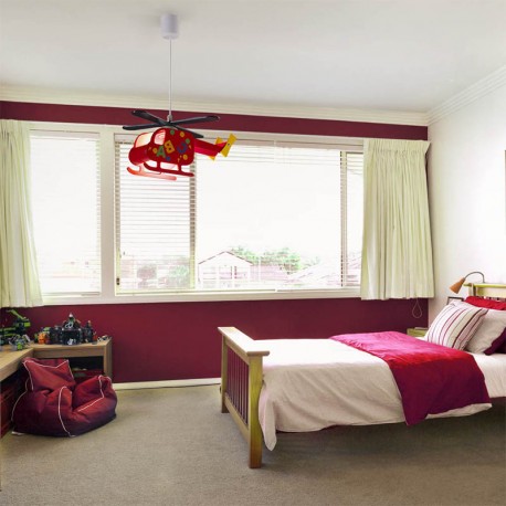 LAMPARA DE TECHO INFANTIL ROJA  HELICOPTERO ALFA