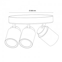 3 GU10 SPOTLIGHT CEILING PLATE HUM BLACK