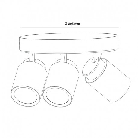 3 GU10 SPOTLIGHT CEILING PLATE HUM BLACK