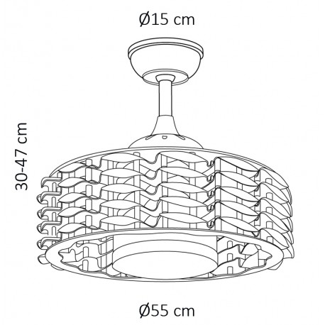 Ventilador DC LED 24W sin palas Alum