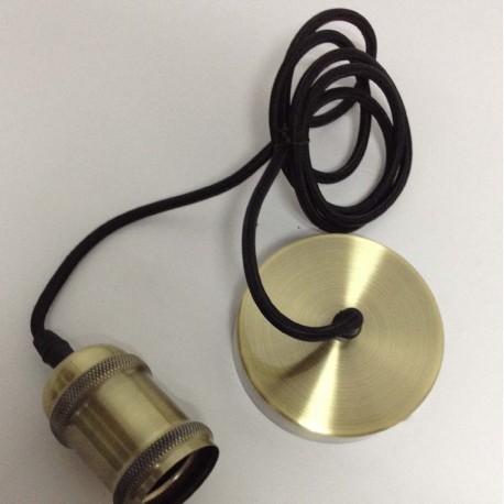 Portalámparas colgante latón cuero