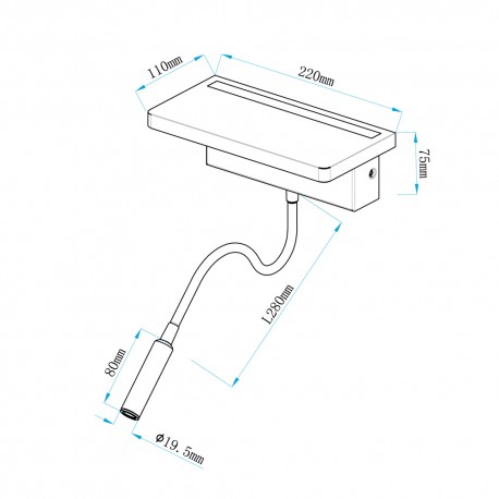 Aplique LED de madera Bach 5W+3W con USB