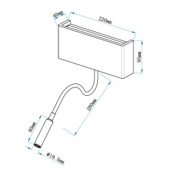 Led wall light RAVEL 5W+3W with USB